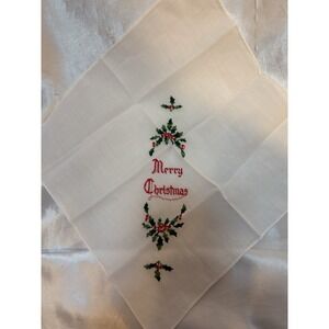 VTG  TREASURE MASTERS Embroidered Merry Christmas Hankie